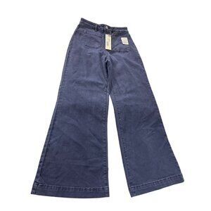 Free People Rollas Womens Navy Blue Sailor Wide Leg Jeans Size 25 SKU 8877